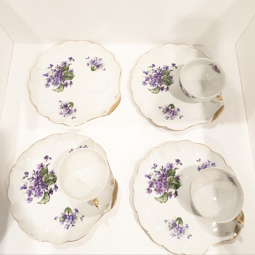 Vintage Antique Japan GC Fine China Tea Cups and Snack Plates